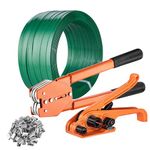 Banding Strapping Kit with Strapping Tensioner Tool, Banding Sealer Tool, 1000 ft Length PET Band, 300 Metal Seals, Pallet Packaging Strapping Banding Kit Banding Packaging Strapping for Packing