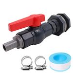 WANGCL Rain Barrel Spigot Faucet Kit PVC Bulkhead Fitting with Ball Valve and Garden Hose Adapter Barb 20mm(3/4")