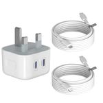 iPhone fast usb c Charger plug,with usb c-Lightning*1+usb c-usbc*1 Cable 2M,PD Dual 20W USB C Charger for iPhone16/15/14/13/12/11/ plus/pro max Series/iPad AirPod/apple Watch,Total 40W