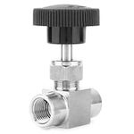 LALOCAPEYO Straight Needle Valve for Water Gas Oil for Water Gas Oil Transmission (1/4") Replacement Control Needle Valve BSPP Female Thread Stainless Steel Needle Valve (1/4")