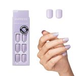 KISS imPRESS Color Press-On Manicure, Gel Nail Kit, PureFit Technology, Short Length, ââ‚¬Å“Picture Purplectââ‚¬Â, Polish-Free Solid Color Mani, Includes Prep Pad, Mini File, Cuticle Stick, and 30 Fake Nails