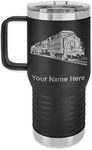 LaserGram 20oz Vacuum Insulated Travel Mug with Handle, Freight Train, Personalized Engraving Included (Black)