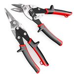 AIRAJ Tin Snips Set - Straight and Right Cut, Aviation Tin Snips with Double Lever Gear Construction,Powerful Reset Springs, Professional Tin Snips Set for Shearing Iron and Aluminium