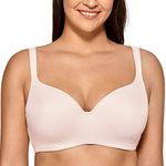 Delimira Women's Padded Bra T Shirt Underwired Support Bra Balcony Seamless Full Cup Comfort Bra Rose White 44F