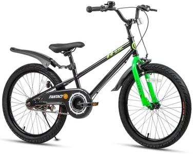 Glerc Bicicleta Infantil de 20 Pulgadas con Soporte y Guardabarros Deportivo para niños y niñas de 7, 8, 9, 10, 11, 12 años, Negro