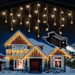 Icicle Lights Outdoor Christmas 1000 LED 30m Lit Length, Warm White LED Icicle Fairy House Lights with 8 Hours On Timer, Memory, 8 Lighting Modes, Mains Powered – 1000 LED, Warm White