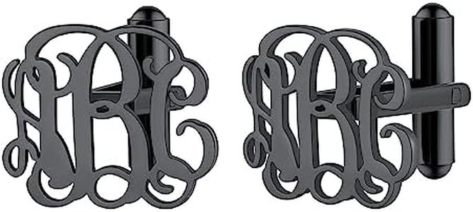 Cool Black Round Cufflinks for Men Customized Monogram Letter Cuff Links Groomsmen Gifts Father Dad Grandpa from Daughter