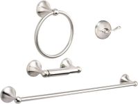 USHOWER Satin Nickel Bathroom Hardware Set, 18-Inch Towel Bar Set Wall Mounted, Heavy Duty Bathroom Accessories Set, 4-Piece