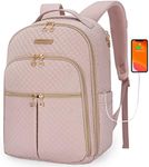 BAGSMART Laptop Backpack Women, Lightweight Travel Backpack for Women, 15.6" Multi-compartment Black College Backpack Stylish Bookbag with USB Charging Hole, Pink