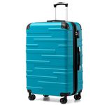 COOLIFE Hard Shell Suitcase with TSA Lock and 4 Spinner Wheels Lightweight Durable (Turquoise Green, L(77cm 93L))