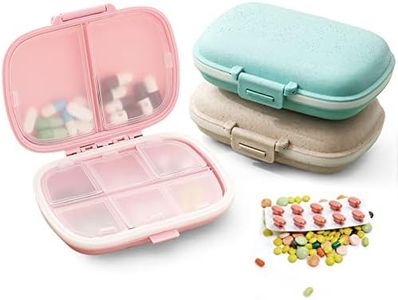 Travel Pill Organizer, 3 Pcs 8 Compartments Portable Pill Case, Daily Pill Organizer for Pocket, Purse, LuggageTravel Pill Organizer, 3 Pcs 8 Compartments Portable Pill Case, Daily Pill Organizer for Pocket, Purse, Luggage, Blue, Pink, Beige