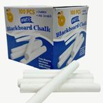 Kids B Crafty 2 x 100 White Blackboard Chalk Sticks - 200-Pack, Ideal for School, Teachers, Artists, Home Use, Pubs, Clubs, Signs, Kitchens, Easels, Gardens