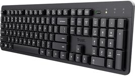 Trust Ody II Silent Wireless Keyboard QWERTY US Layout, Floating Low Profile Keys, Spill Resistant, USB Micro Receiver 2.4GHz, Full Size Wireless Keyboard for PC, Laptop, Mac - Black