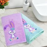 MAXOSHINE Microfiber Kids Bath Towels Quick Dry Super Absorbent Super Soft Bath Towel for Babies Toddler-Baby Towel for Boys and Girls (Purple/Green, Pack of 2)