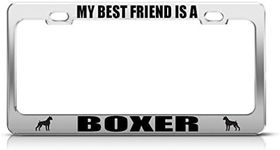 Speedy Pros Metal License Plate Frame My Best Friend is A Boxer Dog Car Accessories Chrome 2 Holes