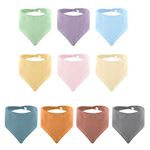 Baby Bibs, 10 Packs Baby Bandana Dribble Bibs, 100% Cotton Super Soft Drool Bibs with Adjustable Snaps for 0-36 Months Boys Girls Unisex