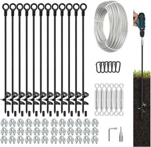 Tinnmao 30 Inch Ground Anchors Heavy Duty, 12 Pcs Screw in Shed Anchor Kit with Galvanized Cable & Turnbuckle, Multi-Use Earth Anchors for Sheds, Trampolines, Gazebo, Swing Sets, Carport