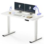 Flexispot EC5 3 Stages Dual Motor Electric Standing Desk 55x28 Inches Whole-Piece Desk Board Height Adjustable Desk Electric Stand Up Desk Sit Stand Desk(White Frame + White Desktop)