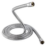 Hibbent 16mm (Outer)/10mm(Inner) Large Bore Shower Hose 1.5m(59") -Supper Low Water Pressure Boosting Shower Hoses with Chrome, Universal Anti-Kink and Leak-Proof (1.5M)