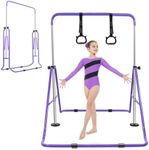 YEEGO DIRECT Gymnastics Bar with Rings,Gymnastics Bar for Kids Ages 3-12,Foldable Gymnastics Bar,Kids Gymnastics Bar Expandable for Home Training Kids Gifts for Grils Boys(Purple)