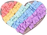 PAWSINSIDE Pet Soft Fleece Snuffle Mat Heart Foraging Mats Dog Rabbit Guinea Pig Interactive Feeding Toy Anti Slip Slow Feeder Treat Dispenser (Multi-Colored)