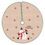 Esportic Christmas Tree Skirt, Christmas Tree Mat, 42Inch Xmas Tree Skirts Base Cover, Christmas Tree Base Cover Decorations, Round Snowflakes Burlap Xmas Tree Skirt for Party Holiday Home Decoration
