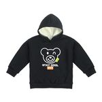 Bold N Elegant Cartoon Bear in Hood Print Kids Full Sleeve Warm Thick Fur Fleece Winter Tshirt Sweatshirt Hoodie for Infant Toddler Baby Boy & Girl (6-12 Months, Black)