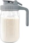 JunVpic Breast Milk Pitcher Jug - 32 oz Glass Mason Jar Airtight Pitcher with Pour Spout Handle for Breastmilk, Iced Tea, Ice Drinks Storage Container