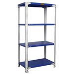 Mil-Nil Prime CRC Sheet 4 Shelf Multipurpose Slotted Angle Rack, 48 x 24 x 15 Inch (48 x 24 x 15, Blue-White) 16 Gauge Angles