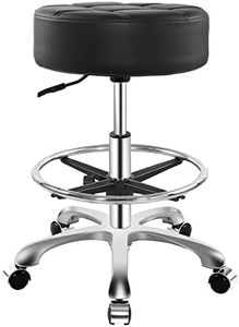 Ainilaily Rolling Stool for Shop Work Medical Tattoo Salon Lash,Heavy Duty Esthetician Hydraulic Chair Stool with Wheels (Black,with Foot Rest)