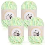 Aeelike Chenille Yarn Set 400g, 4 Pack Plush Thick Chunky Wool for Knitting 100g Balls, Soft Fluffy Velvet Ombre Chenille Yarn for Crochet Amigurumi, Baby Blankets and DIY Crafts