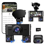 HUPEJOS 360° Dash Cam Front and Rear Inside, 4 Channel FHD 4 * 1080P Dashcam for Cars, Voice Control, Car Camera with WiFi, Include 128GB SD Card, 3.16" IPS Screen, WDR Night Vision, 24H Parking Mode