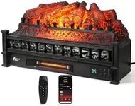 TURBRO Eternal Flame 26 in. WiFi Infrared Quartz Electric Fireplace Log Heater with Sound Crackling, Realistic Pinewood Logs, Adjustable Flame Colors, Remote Control, Thermostat, Timer, 1500W Black