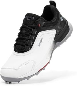 FitVille Wide Men's Spikeless Golf Shoes, Professional Water Resistant Mens Golf Shoes for Course, Outdoor | Pro-GreenEase V7 White/Black