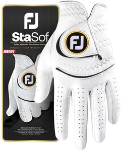 FootJoy Men's StaSof Golf Glove, White, Medium/Large, Worn on Left Hand