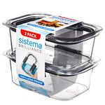 Sistema Brilliance Leakproof Food Storage Container | Stain and Odour Resistant | Microwave Steam Vents | 920 ml | BPA-Free | Grey Clips | 2 Count