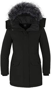 Wantdo Women's Warm Seasonal Jacket Outdoor Windproof Jacket Cotton Padded Jacket Long Thicken Puffer Jacket Early Spring Jacket Black XL