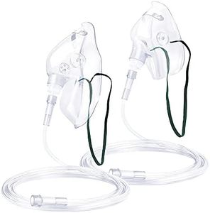 2 Pack Oxygen Mask for Face Adult with 6.6' Tube & Adjustable Elastic Strap - Size M+L (Clear)