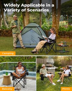 KingCamp XL Heavy Duty Camping Chair – Lumbar Support, Cooler Bag, 350 lbs