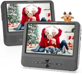 FANGOR 7.5 Inch Dual Car DVD Player, Portable Headrest Video Player for Car with 5 Hours Rechargeable Battery, Last Memory, AV Out/in, Support USB/SD/Sync TV, All Regions (1 Player+1 LCD Screen)