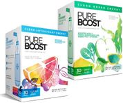 Pureboost Clean Energy and Superfoods Bundle. 60 Stick Packs. B12, Vitamin C and more. Fruity Combo Pack + Green Mojo includes 7 Organic Supergreens.