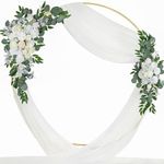 ROROUNE Wedding Arch Flowers Kit (Pack of 3)-2 Pc Flower Swag and 1pc 30" x 21Ft White Wedding Arch Drapes, White Arch Flowers Decoration for Wedding Ceremony Floral Arrangement Reception Backdrop