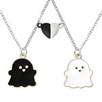 Ghost Bff Necklaces for 2 Girls Bestie Birthday Gifts for Best Friend Matching Magnetic Heart Necklace for Teen Soul Sister Long Distance Friendship Xmas Christmas Gift