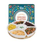 Chef Tacos Ceramic Taco Serving Platter - Divided Serving Tray for Taco Tuesday Lazy Susan Taco Bar - Chip and Dip Serving Set for Party - Appetizer Serving Tray for Salsa, Snacks – Taco Tray 10.2”