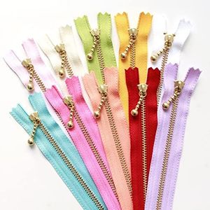 YKK Zipper with Ball, 7.9 inches (20 cm), Gold, Set of 10 Colors, 3G20-10MIX