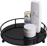 Jewelry Tray Perfume Display Organizer Bathroom Storage Vanity Tray Tabletop Display for Cosmetic, Candle, Jewelries, 8" Round Black, Small