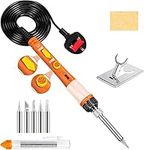 Soldering Iron, SREMTCH 60W Soldering Irons Kit with Adjustable Temperature knob (200-450℃）, Welding Tools with 5 Soldering Iron Tips, 17g Solder Wire, Soldering Iron Stand for Welding and Repairing