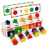 Coogam Montessori Toys Wooden Color Shape Sorting Box Game Geometric Matching Blocks Early Learning Educational Toy Gift for 3 4 5 Year-Old Baby Toddlers