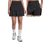 Mehrang Polyester Skirt With Shorts For Women's & Girl's Solid High Waist Flared Skater Short Mini 3 Layer Skirt (In, Alpha, M, Regular, Black)
