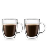 BODUM Glass Bistro Mug, Double Wall, 0.3 l, 10 oz, 2 pcs, 2 Count (Pack of 1)